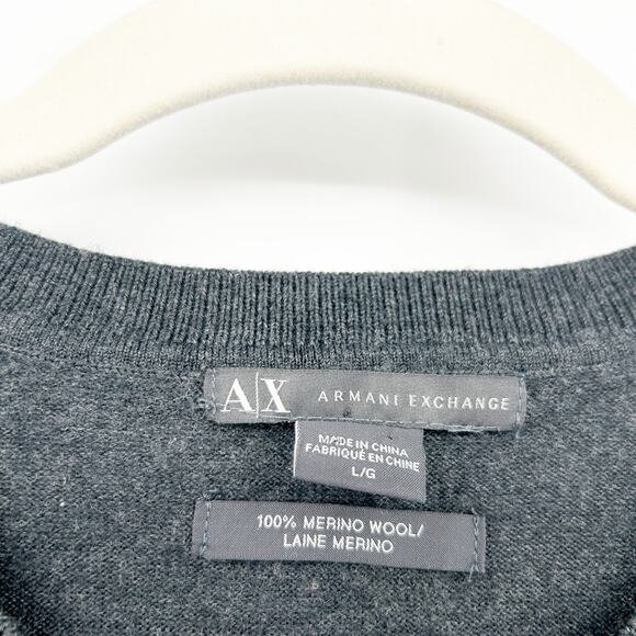 A/X Armani Exchange Womens 100% Merino Wool Pullover Knit Sweater Size L Gray - Picture 3 of 5